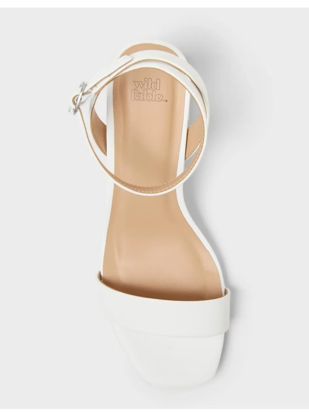 wild fable White Ankle-Strap Block Heel Sandals